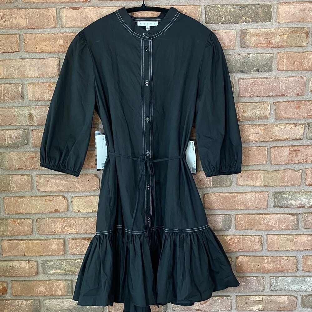 HYFVE Black Long Sleeve Button-Down Dress